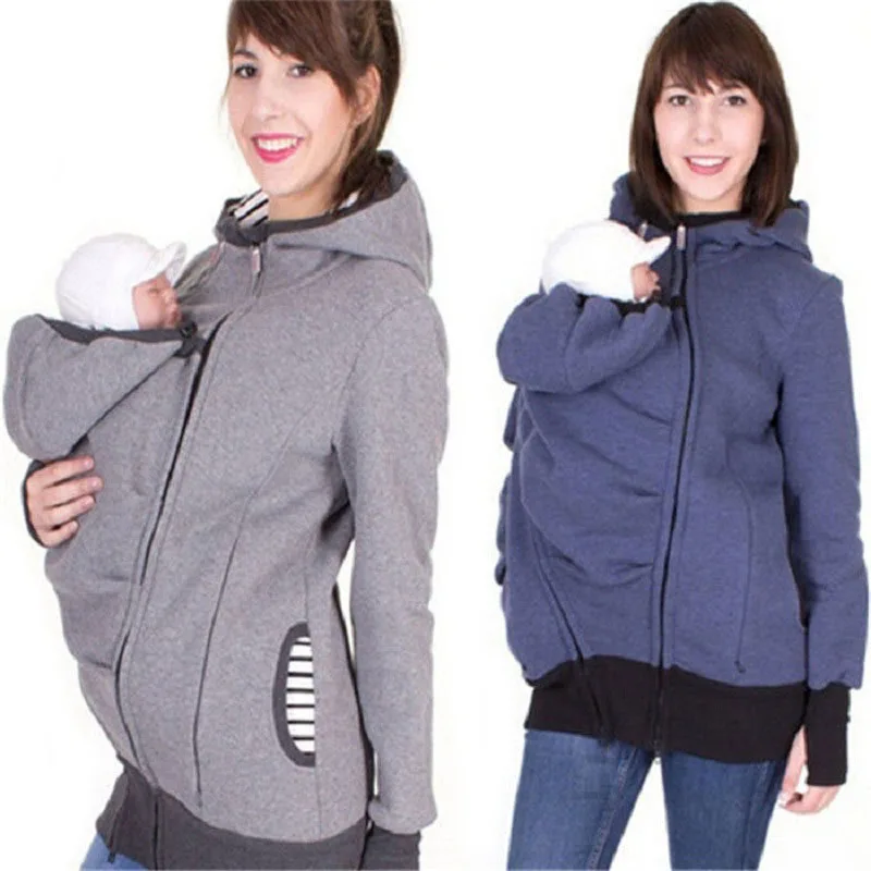 Maternity Warm Hoodie Kangaroo Sweater with Baby Carriers Women Winter
