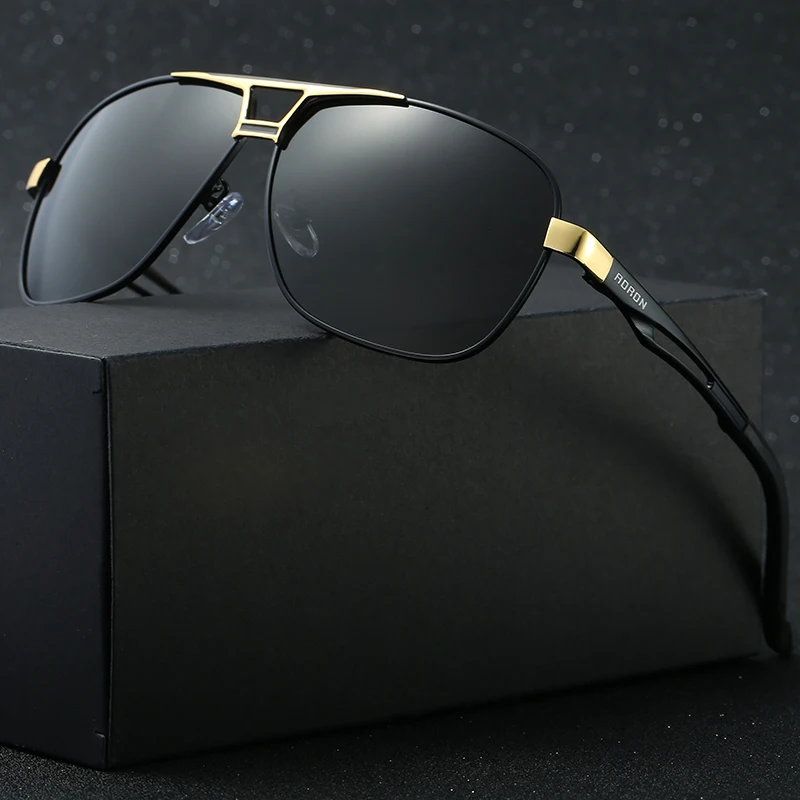 Gold Double Bridge Pilot Sunglasses Men Hollow Leg Classic Luxury Brand
