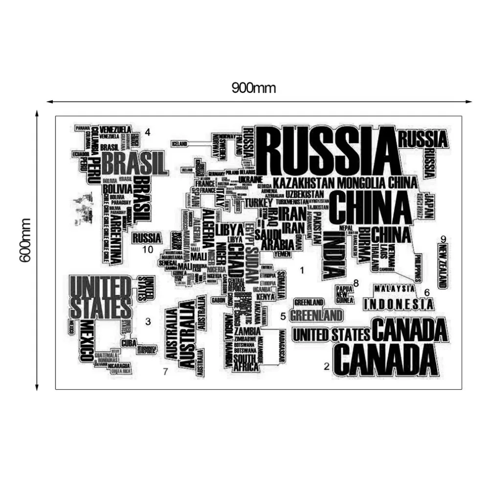 Домашний декор, плакат, буквы, Карта мира, цитата, Съемные Виниловые художественные наклейки, фреска, украшение для гостиной, офиса, наклейки на стену
