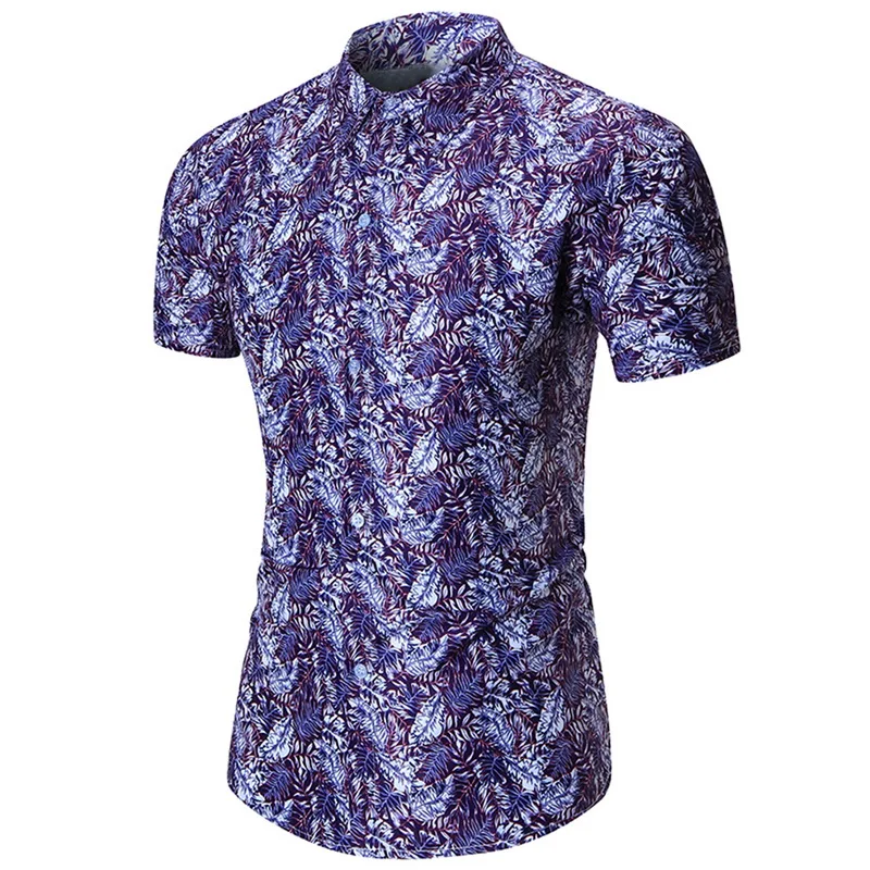 

New Hawaiian Men Shirt Summer Print Camisas Hombre Short Sleeve Male Beach Shirt Casual Slim Social Shirt Vintage Mens Clothing