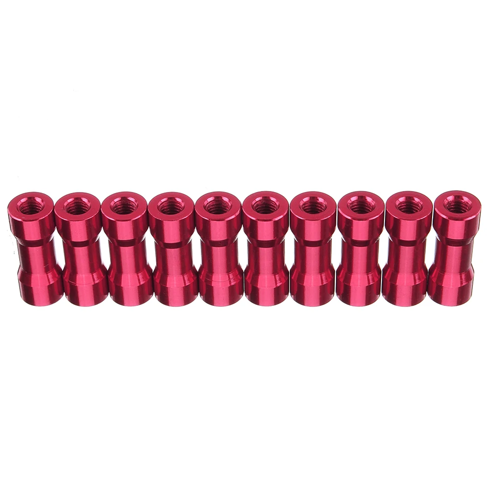 Suleve 10 шт. M3 10 мм алюминиевый сплав противостояние распорка круглая колонна многоцветная гладкая поверхность - Цвет: Pink