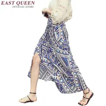 Длинная юбка с высокой талией, Женская длинная Бохо юбка с высокой талией, Женская мексиканская одежда, бохо вышитая юбка KK244