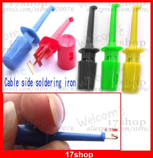 

100 pcs X 5color Grabbers Probes IC SMT Test Hook Side Cable clip