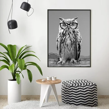 

Pop Nordic Owl Wearing Glasses Wall Art Canvas Poster and Print Animal Canvas Painting Picture for Living Room Home decoration