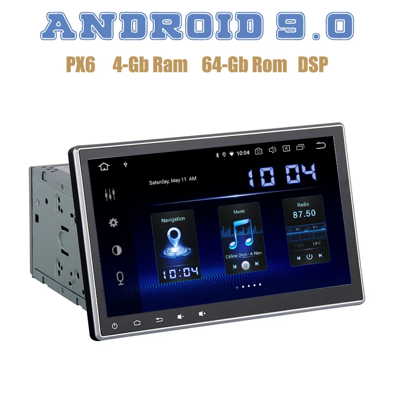 

Android 9.0 PX6 10.2" IPS double 2 din universal Car Radio GPS Multimedia player with DSP wifi 4+64GB Auto Stereo no disc
