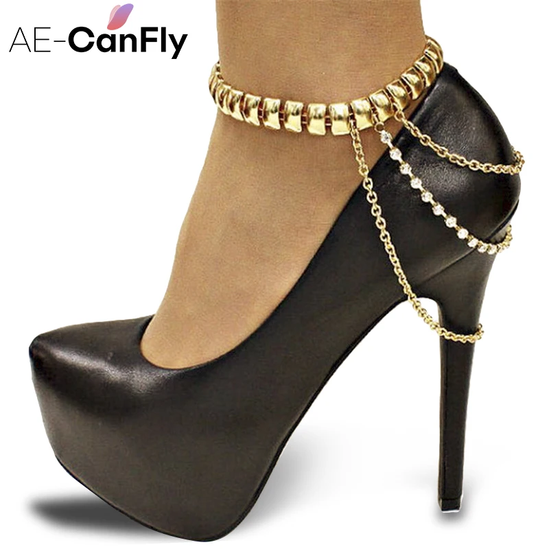 AE CANFLY Fashion Foot Jewelry Gold Anklet Bracelet Shoes Chain Draped