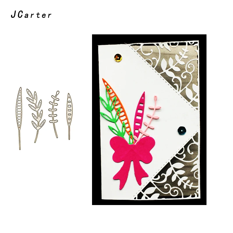 

JC 4pcs Wheat Leaves Metal Cutting Dies for Scrapbooking DIY Embossing Folder Cards Decoration Handmade Album Stencil Crafts
