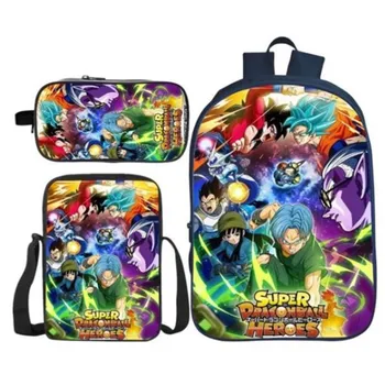 

3Pcs/Set Hot Sale 3D Printing Dragon Ball Super Children Shoulder Backpack Kids Baby School Bags Saiyan Bookbag Boys and Girls