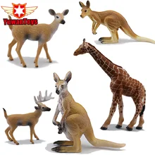 Модель животного Жираф кенгуру лося олень фигурка Реалистичного травоядного животного ПВХ коллекционные игрушки рождественские подарки детям