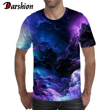 Darshion Летняя мужская футболка с 3D принтом, повседневная мужская футболка с коротким рукавом и круглым вырезом, модная 3D Футболка с принтом облака, топы, футболки большого размера