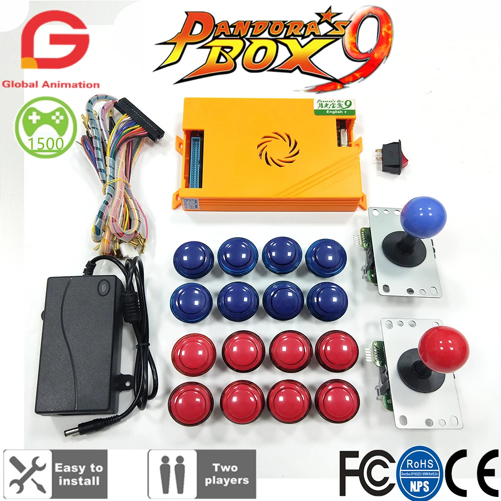 Original Pandora Box 9 1500 Games Set DIY Arcade Kit Push Buuttons Joysticks Arcade Machine Bundle Home Cabinet with manual