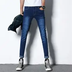 Слева Встроенная память бренд мужские джинсы 2019 модные Повседневное Мужской Джинсовые штаны узкие джинсы хлопок классический Прямые