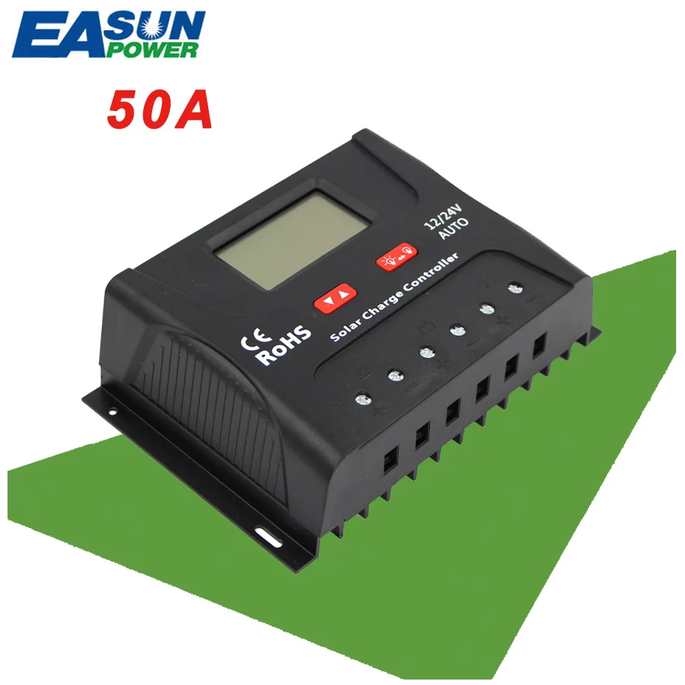 EASUN POWER 50A Solar Charge Controller 12V 24V PWM Solar Charge