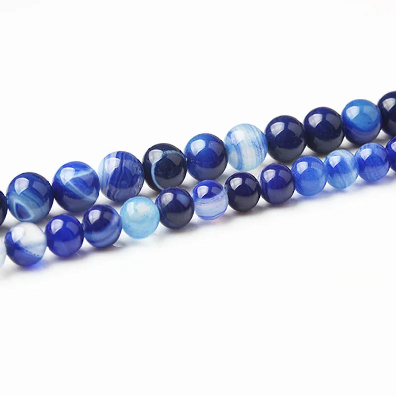 

LanLi Fashion Natural Jewelry dark blue Veined onyx stones Loose Beads 4/6/8/10/12MM DIY female bracelet necklace make