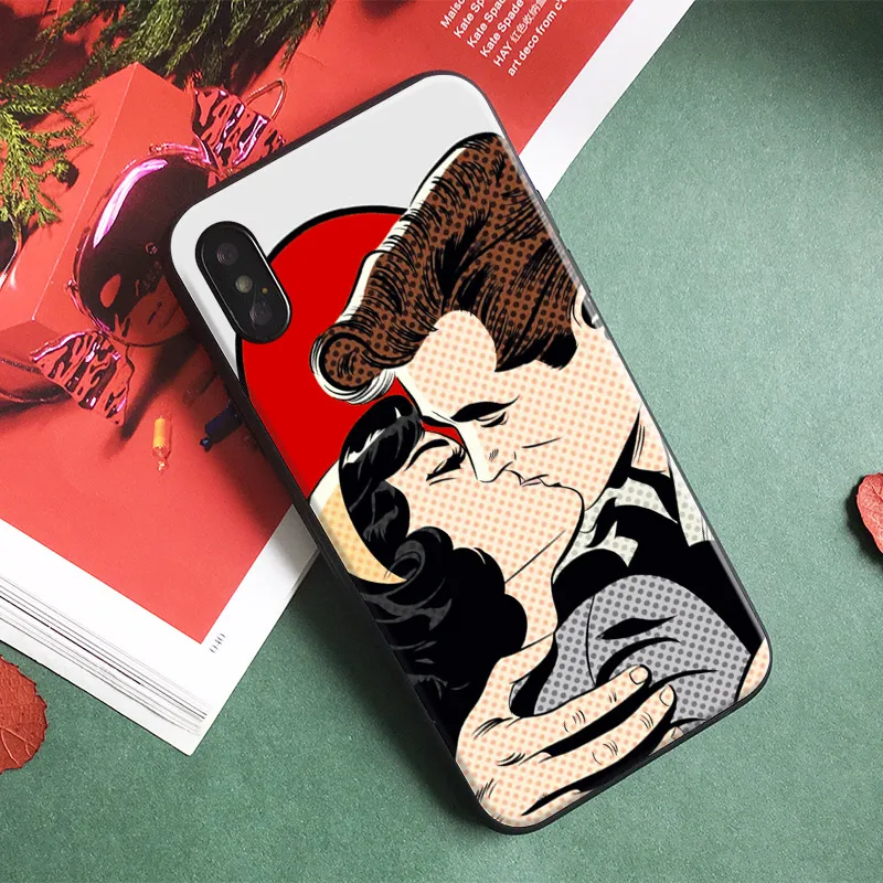 

Pop art Lovers fashion design pattern Soft Silicone Phone Case Cover Shell For Apple iPhone 5 5s Se 6 6s 7 8 Plus X XR XS MAX
