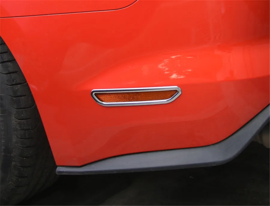 

2 шт./компл. Хромированный Авто задний бампер Предупреждение ющий светильник украшение кольцо отделка рамка для Ford Mustang 2015 2016 наклейки