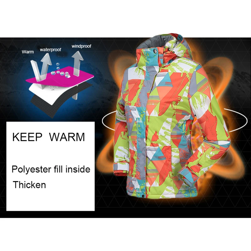 Goexplore Ski Jacket Girls Snowboard Snow Jacket Women Waterproof Thermal Warm Outdoor Winter Hiking Sportswear Ski Coat