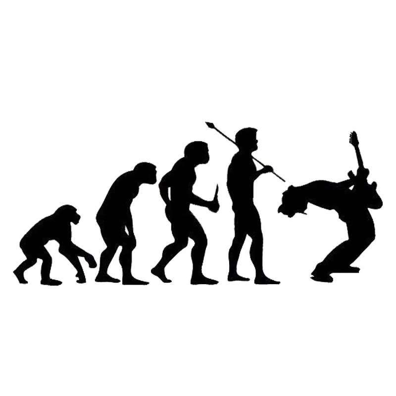 

19.9*8.8CM Interesting Human Evolution Guitarist Car Stickers Cartoon Motorcycle Vinyl Decals car styling C7-0613