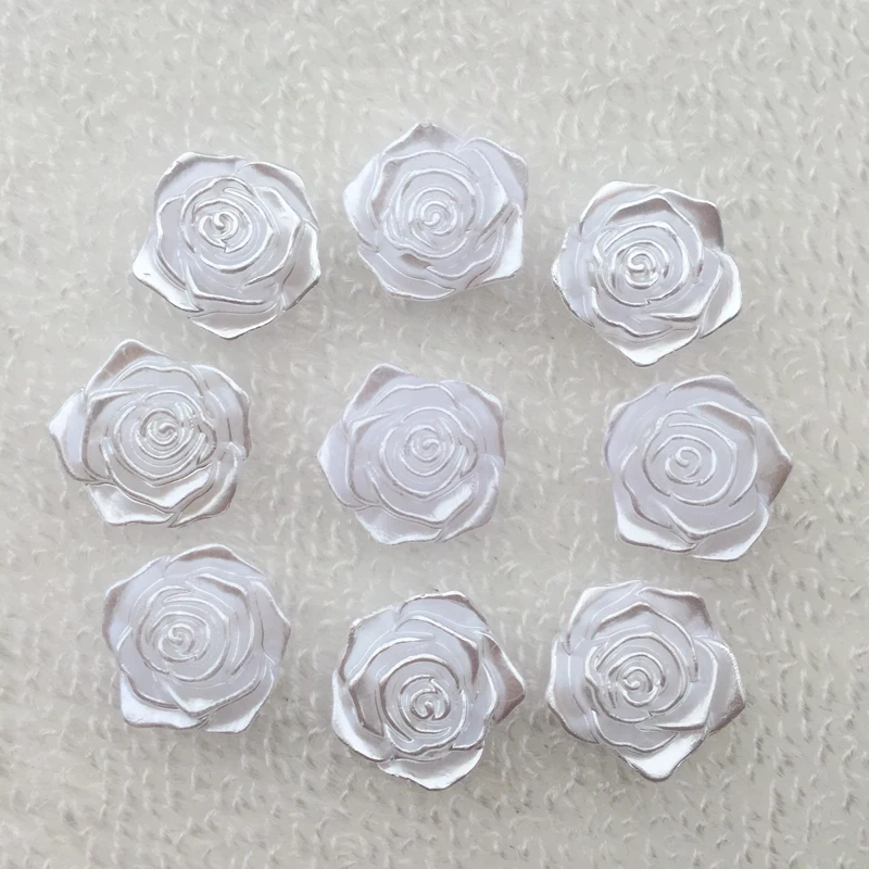 

DIY 100pcs/lot 18mm White Resin Little Rose Flower Flatback Cabochon DIY Decorative Craft Scrapbooking-A970*5