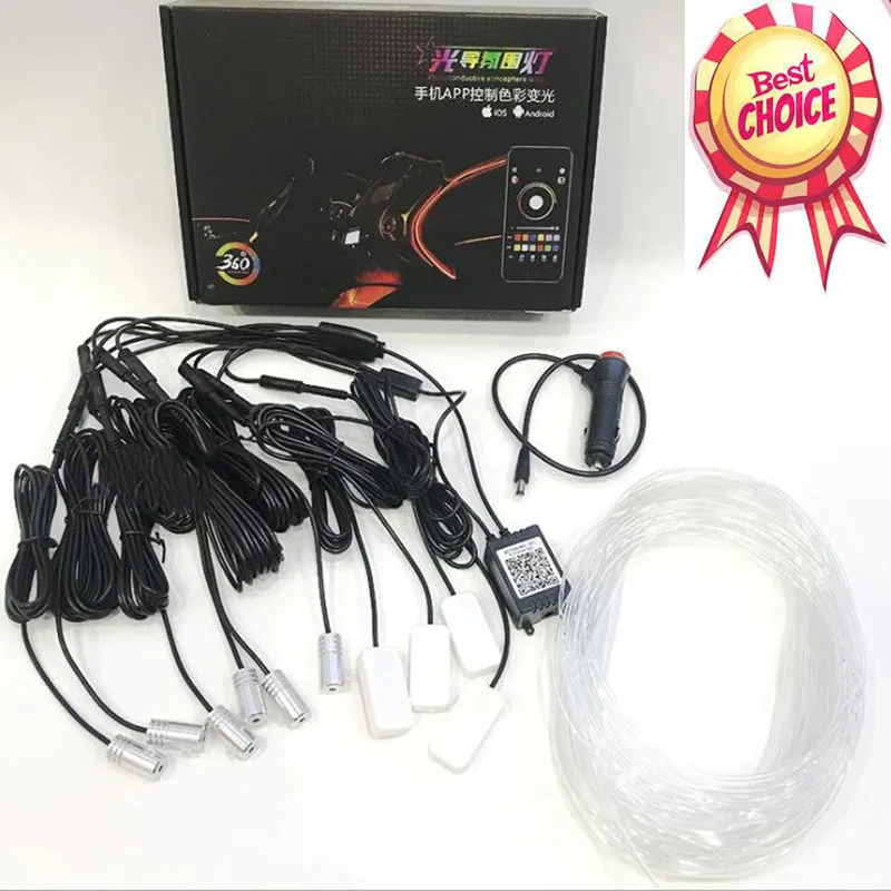 Us 40 19 33 Off 10 In 1 8m Sound Active El Neon Strip Light App Led Car Interior Light Multicolor Bluetooth Phone Control Atmosphere Light 12v In