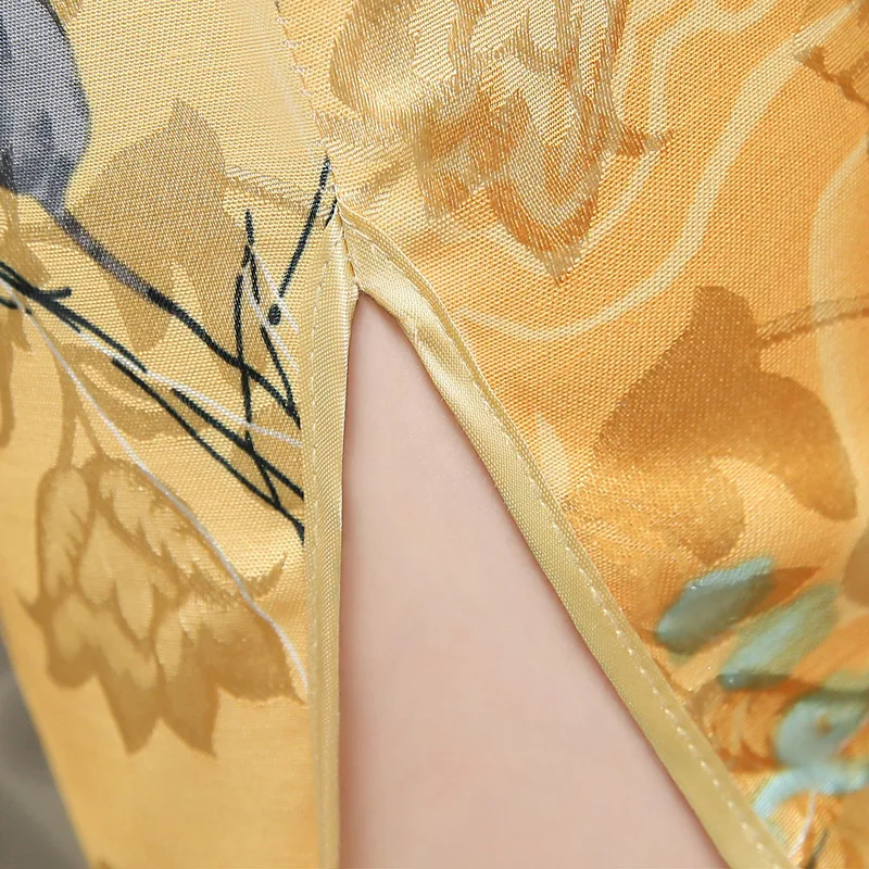 Китайское платье Qipao короткое летнее вечерние осеннее праздничное большого