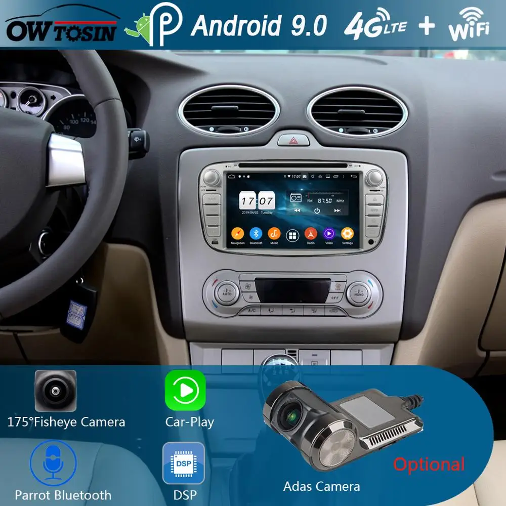 Discount IPS 8Core 4G+64G Android 9.0 Car DVD Radio GPS For Ford Kuga Focus S-Max C-Max Mondeo Galaxy Tourneo Transit Connect DSP Player 1
