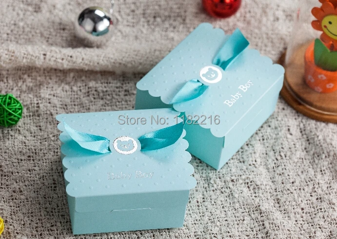 Новые креативные подарочные коробки для празднования первого дня рождения для маленьких мальчиков, 30 шт., небесно-голубой конфетный детский душ