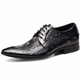 

Pop Men Business Dress 111% Cow Genuine Leather Shoes British Mens Handmade High Quality Breathable Calf Leather Pointed Shoes