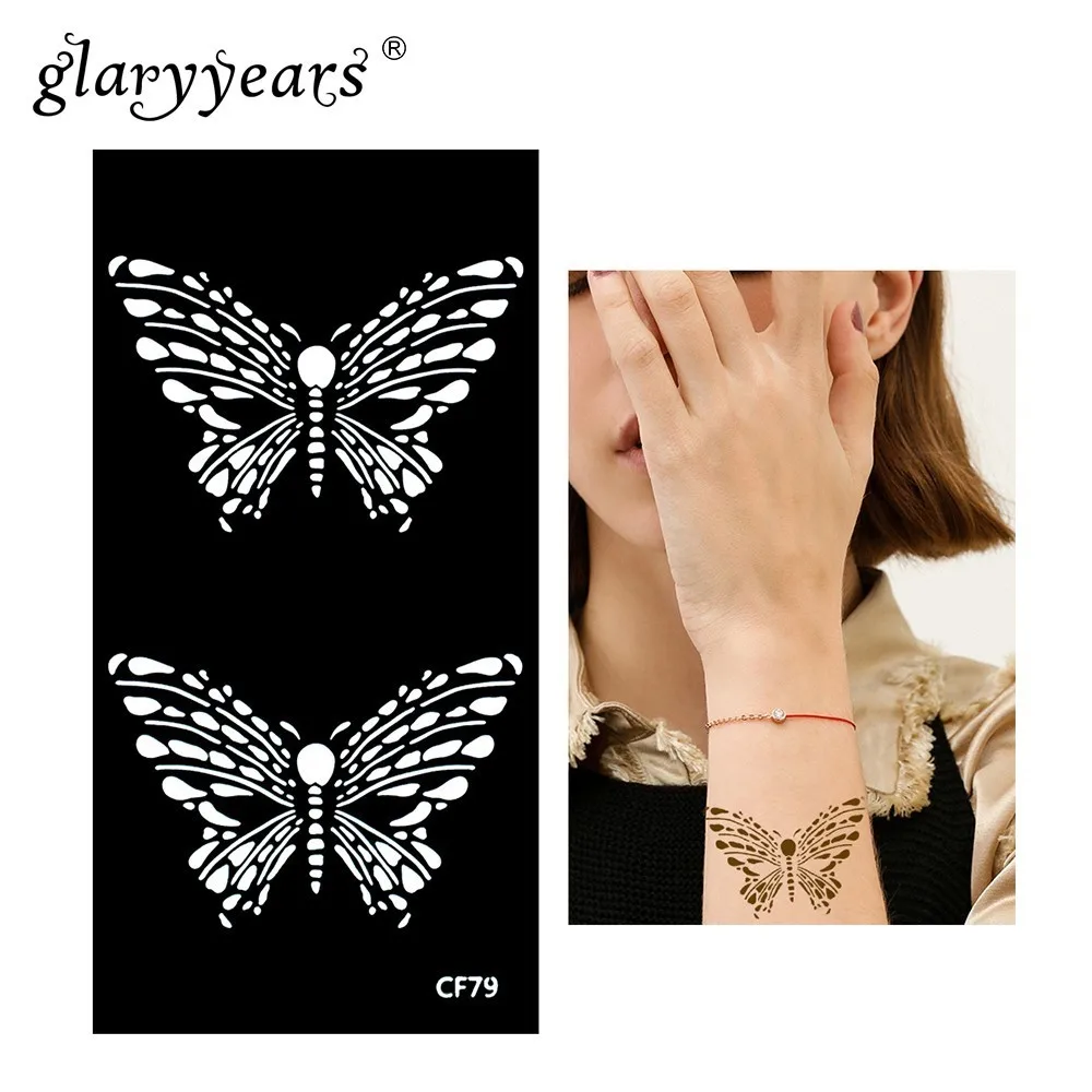 

glaryyears 1 Pc Henna Tattoo Stencil Animal Pattern Paste Drawing Lady Body Art Stencil Sexy Product Waterproof 28 Designs HN-CF