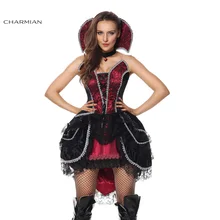 Charmian вампир костюм на Хэллоуин для женщин Готический мини-платье с чокером фантазия Хэллоуин Карнавал Октоберфест Костюм