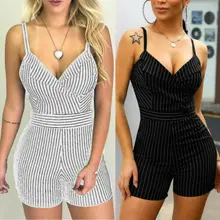 Fashion Women's Striped Jumpsuit Shorts Romper Tie Waist Playsuit Holiday Beach Sundress Fashion Women's Striped Jumpsuit Shorts Romper Tie Waist Playsuit Holiday Beach Sundress