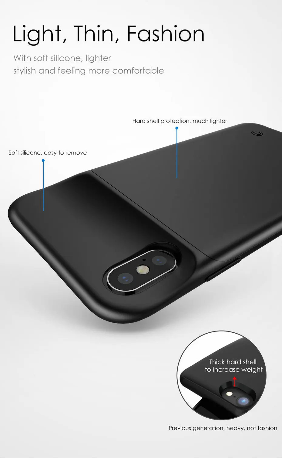 Mcdodo Battery Charger Cases for iPhone X 3200mAh Power Bank Case Ultra thin External Pack Backup Listen Music charger case (6)