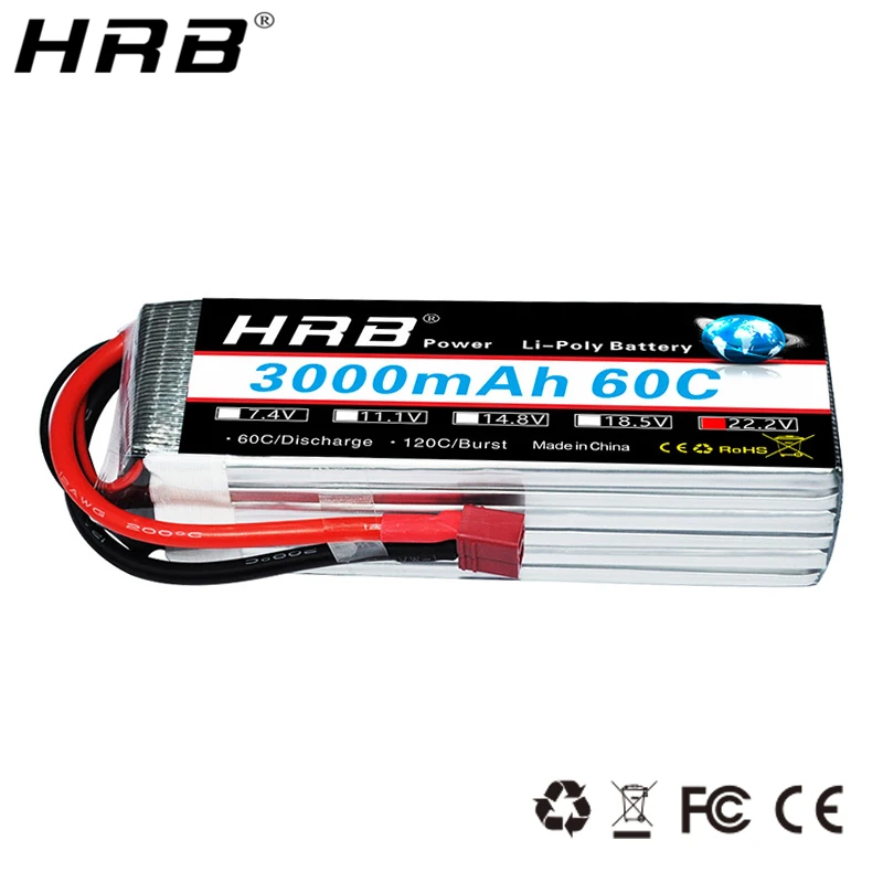 Аккумулятор HRB Lipo 6S 22 2 V 3000mAh T Deans XT60 XT90 EC5 TRX 60C для гексакоптера Heli Airplanes Monster Cars Truck