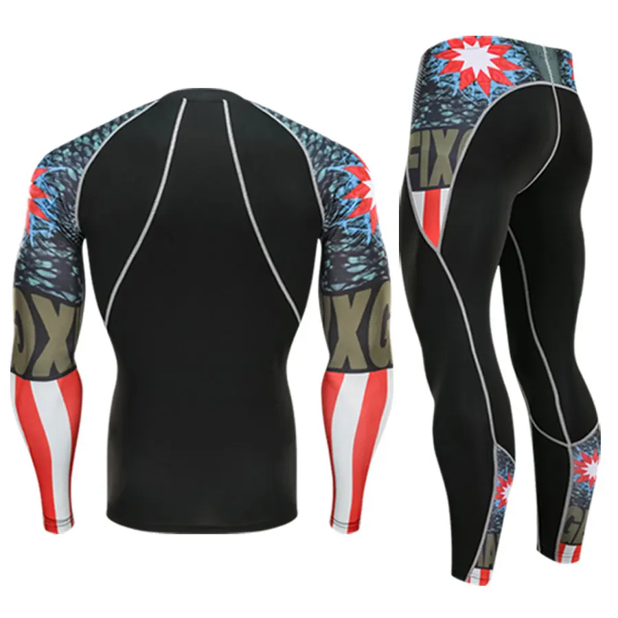 

men's sport suit rashgard kit 2 piece tracksuit men crossfit Shirts long sleeves men's clothing compression jogging suits mma