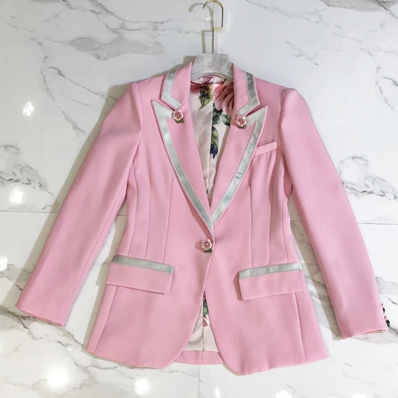 pfe Floral Futter Frauen Herbst Kleidung 2018 Runway Rosa Designer Langarm Winter Kn Outdoor Jacke Mode Mantel b67IfgyYv