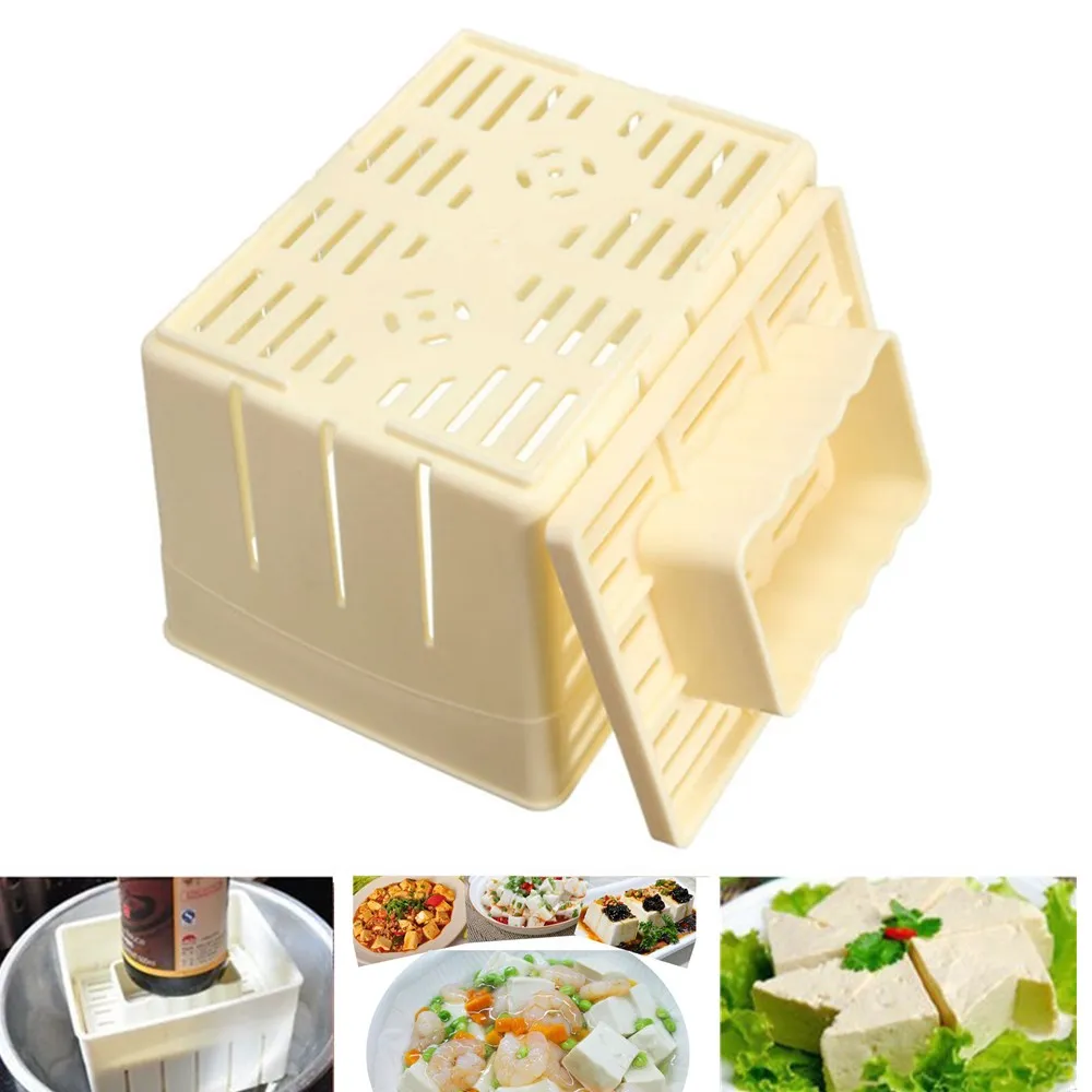 Набор пластиковых пресс-форм для изготовления тофу+ Сырная ткань, соевый сделай сам, домашняя пресс-форма для кухни, инструмент для изготовления Дурака - Цвет: 1