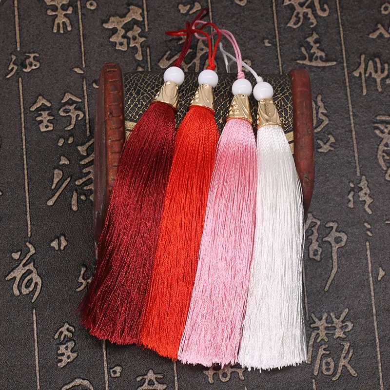 20cm Polyester Silk Beaded Tassels Earrings Charm Pendant Satin Tassel for DIY Crafts Jewelry Making Findings Materials