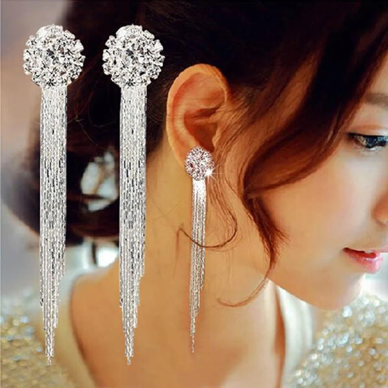 Fatpig 2019 Fashion Drop Earrings Party Long Round Tassel Stylish Lady Crystal Dangle Vintage Women Jewelry | Украшения и