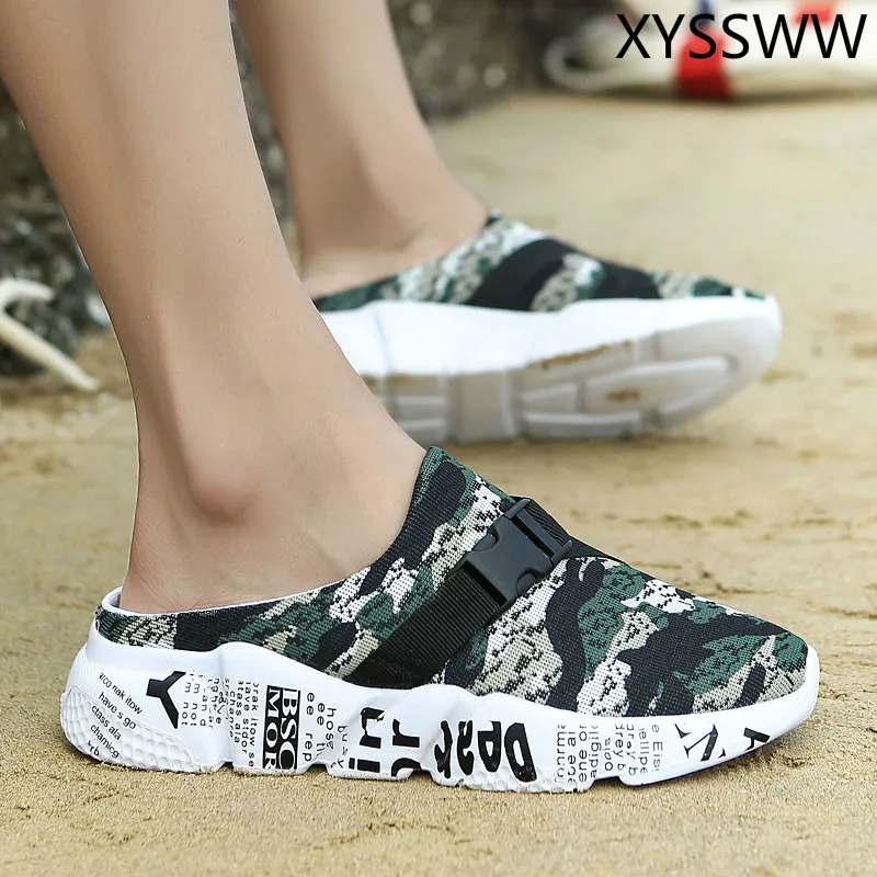 

2018 Fashion Big Size 39-46 Men's Summer Shoes Breathable Mesh Mens Slippers Lightweight Slip On footwear