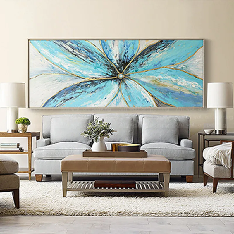 

canvas painting wall art pictures for living room home wall decor original acrylic abstract flower blue texture quadros caudro