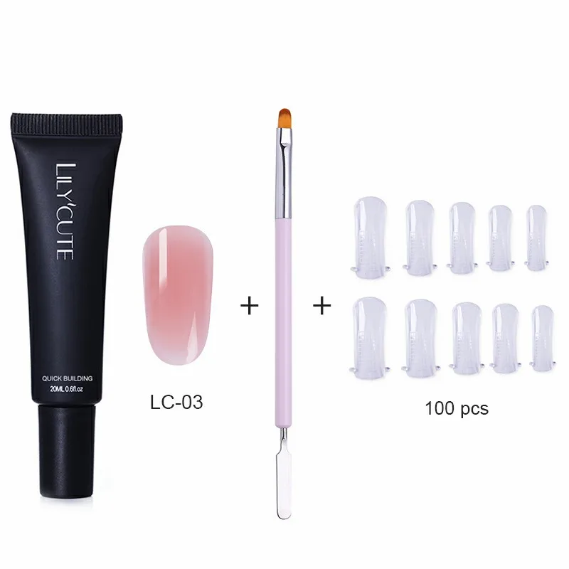 3pcs-LC03 LILYCUTE 20 мл Быстрое расширение поли УФ-гель розовый белый металл с прозрачными кристаллами светодиодный акриловый строительный гель для ногтей - Цвет: 3pcs-LC03