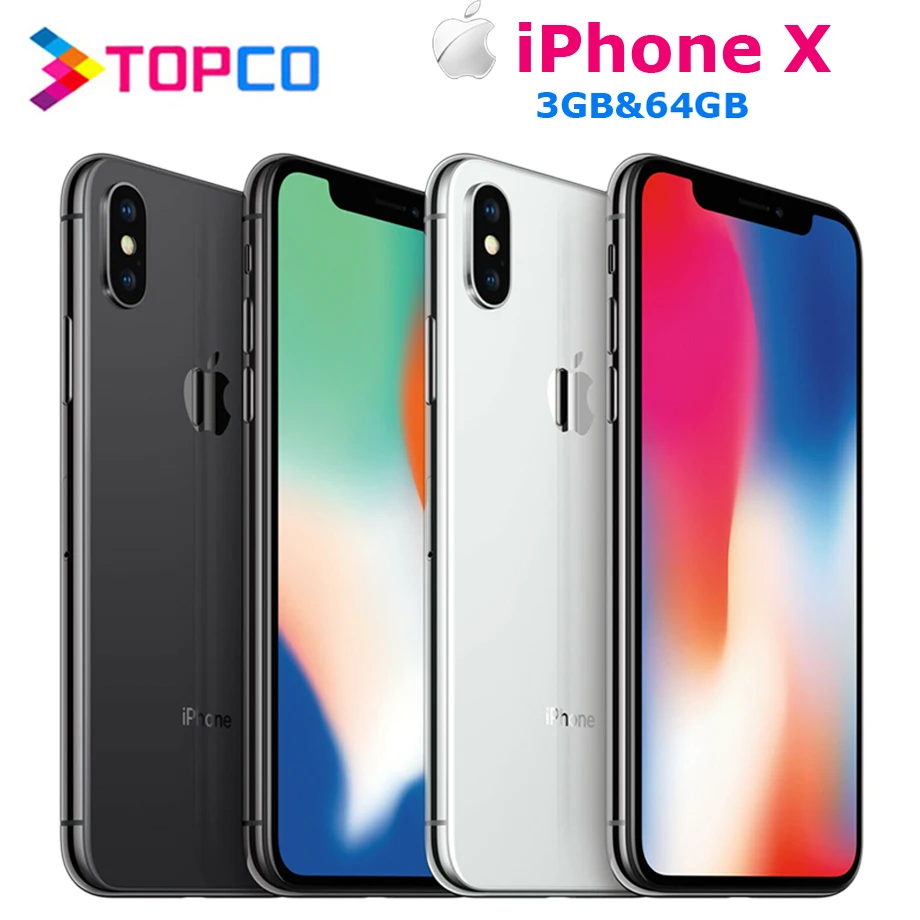 

Apple iPhone X Factory Unlocked Original Mobile Phone 4G LTE 5.8" Hexa-core A11 Dual 12MP RAM 3GB ROM 64GB NFC