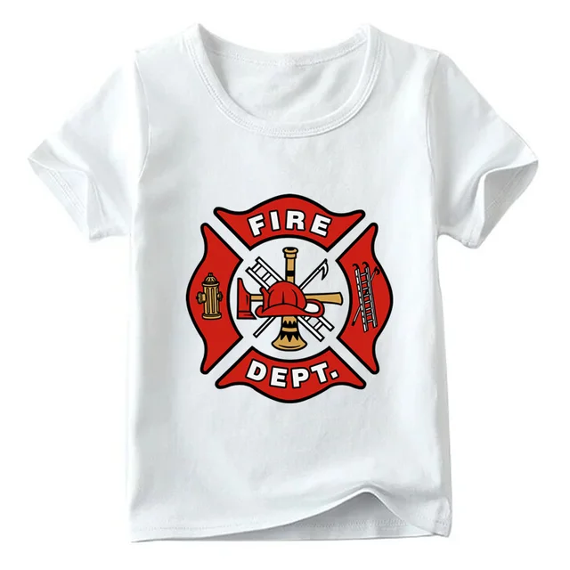Fireman Gift Firefighter Print Children Funny T shirt Boys and Girls