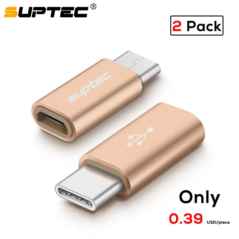 SUPTEC 2 шт USB адаптер usb type C штекер Micro USB Женский адаптер типа OTG-C Конвертер Разъем для Macbook samsung huawei