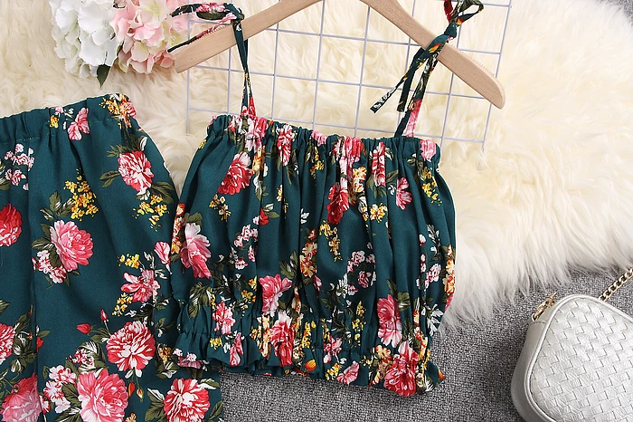 Женский укороченный топ с цветочным принтом ALPHALMODA комплект из 2 предметов