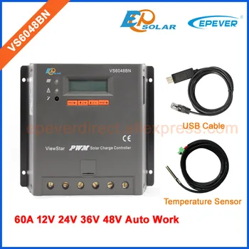 

EPEVER factory direct supply solar controller PWM with two cables USB cable and temperature sensor VS6048BN 60A 60amp