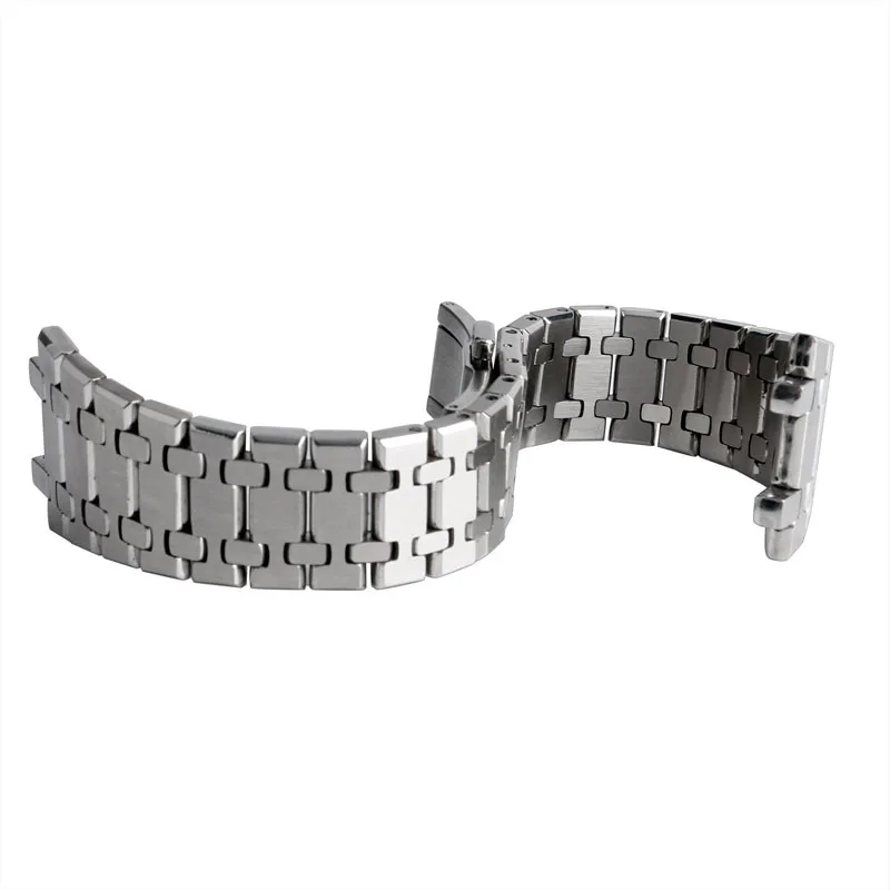 Высокое качество 28 мм, серебряный; сплошной Нержавеющая сталь ремешок для наручных часов AP часы с ремешок с застежкой-бабочкой браслет с пружинных стержней