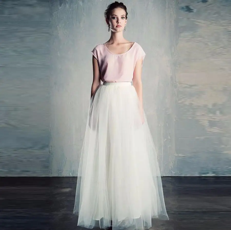 Simple Modest Pure White Long Skirt A Line Floor Length Maxi Skirt