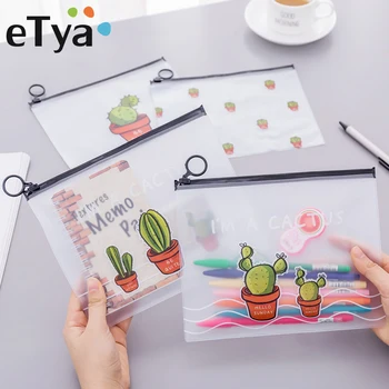 

eTya Cactus Cosmetic Bag Women PVC Transparent Travel Make Up Beauty Toiletry Bags Female Makeup pencil Pouch Organizer Cases