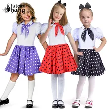 1950 детское нарядное платье в стиле рок-н-ролл, носки 50-60 лет, джазовый костюм в стиле хип-хоп для маленьких девочек, юбка в горошек с шарфом, наряд